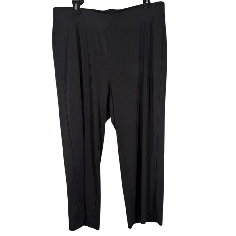 Talbots Womens Black Pull On Pants Sz 1X Stretchy Comfort Wide Leg Casual